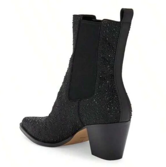 Dolce Vita Shadie Crystal Chelsea Boot In Black Metallic Crystal Designer #72 - Picture 5 of 13